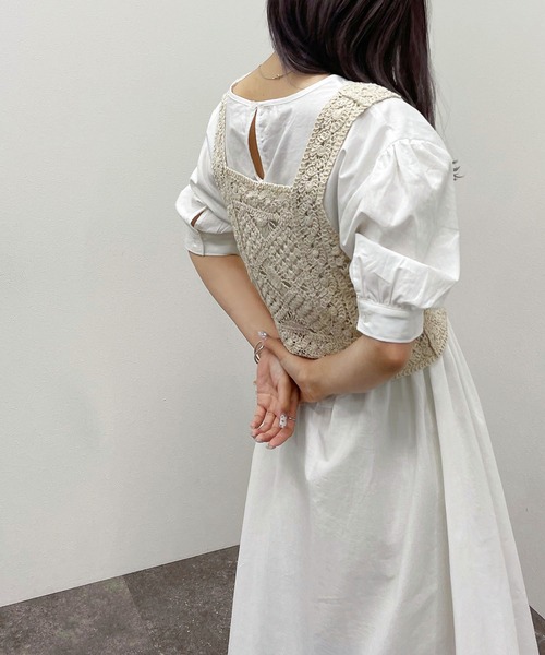 apres jour mignon(アプレジュールミニョン)の「かぎ針ビスチェワンピースセット【ZOZOTOWN限定アイテム】(ワンピース・レディース・アイボリー/ブラック/グリーン・X-LARGE/フリー)」の7枚目の写真