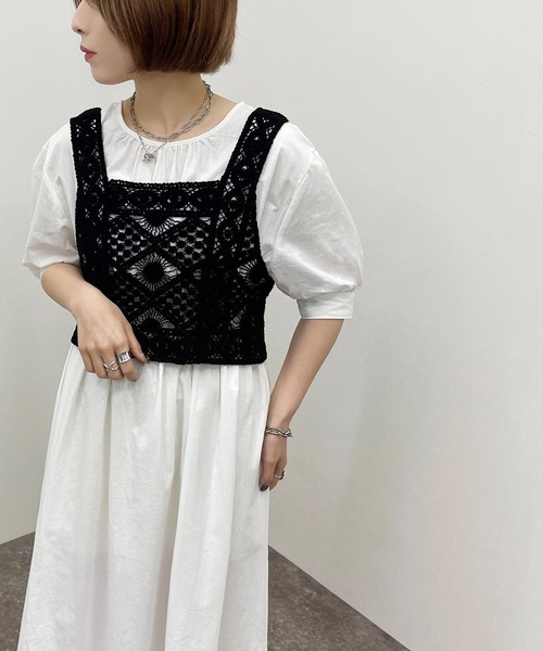 apres jour mignon(アプレジュールミニョン)の「かぎ針ビスチェワンピースセット【ZOZOTOWN限定アイテム】(ワンピース・レディース・アイボリー/ブラック/グリーン・X-LARGE/フリー)」の20枚目の写真