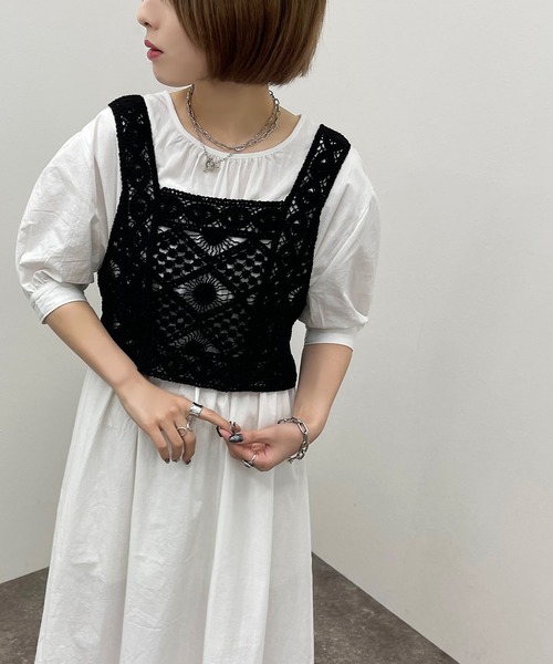 apres jour mignon(アプレジュールミニョン)の「かぎ針ビスチェワンピースセット【ZOZOTOWN限定アイテム】(ワンピース・レディース・アイボリー/ブラック/グリーン・X-LARGE/フリー)」の21枚目の写真