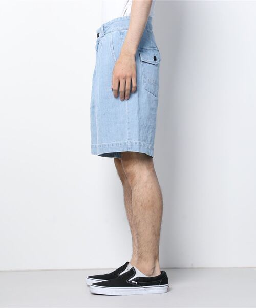 デニムパンツ ツータックワイドデニムショーツ