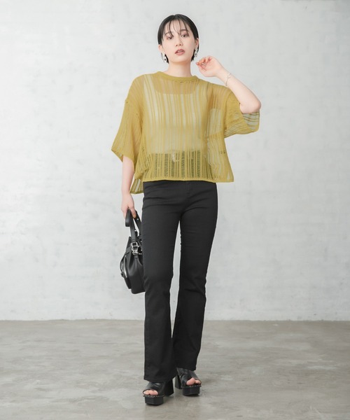 PAGEBOY（ページボーイ）の「スカシアミニットショートスリーブ（Tシャツ/カットソー・レディース・ブラック/グレイッシュベージュ/イエロー系その他・FREE）」の8枚目の写真