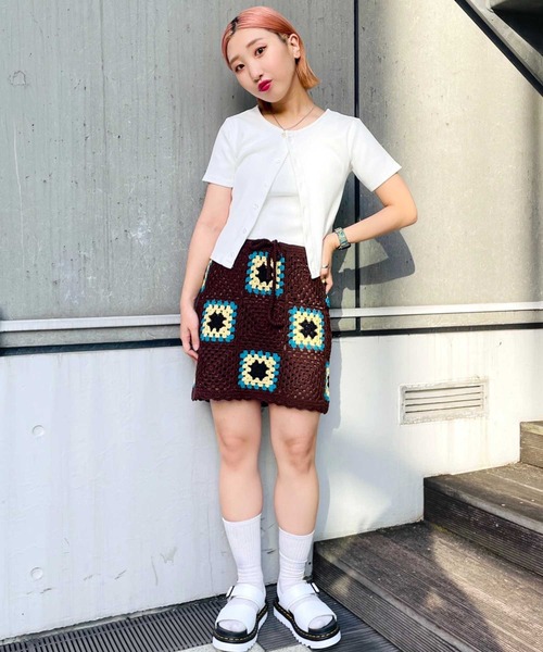 X-girl（エックスガール）の「CROCHET SKIRT（スカート・レディース・マルチ/ブラウン/ブラック・ONE SIZE）」の11枚目の写真