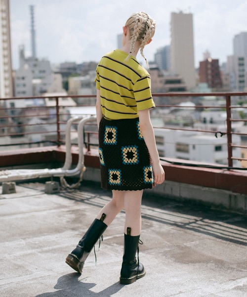 X-girl（エックスガール）の「CROCHET SKIRT（スカート・レディース・マルチ/ブラウン/ブラック・ONE SIZE）」の6枚目の写真