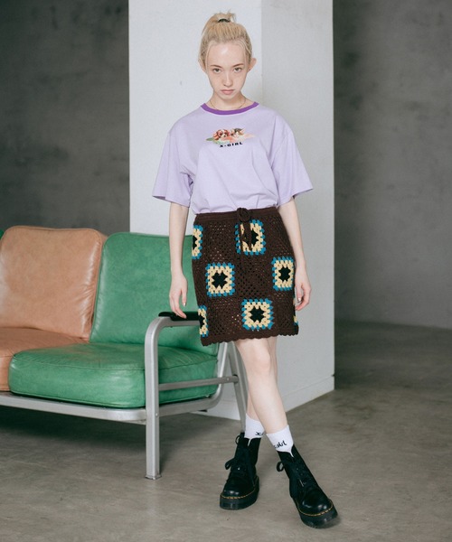 X-girl（エックスガール）の「CROCHET SKIRT（スカート・レディース・マルチ/ブラウン/ブラック・ONE SIZE）」の7枚目の写真