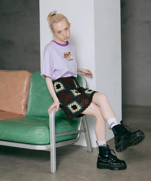 X-girl（エックスガール）の「CROCHET SKIRT（スカート・レディース・マルチ/ブラウン/ブラック・ONE SIZE）」の8枚目の写真