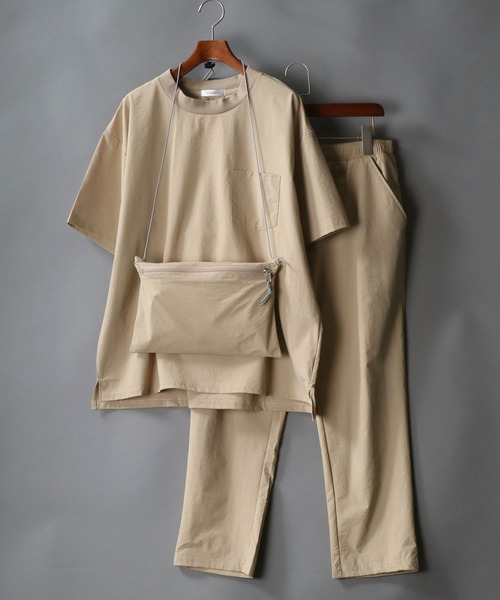 SITRY（シトリー）の「ストレッチ オーバーサイズＴシャツ＆テーパードパンツ セットアップ（ルームウェア/パジャマ・メンズ・ブラック/カーキ/ベージュ・M/L/LL）」の7枚目の写真