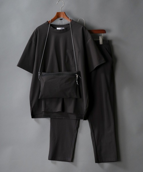 SITRY（シトリー）の「ストレッチ オーバーサイズＴシャツ＆テーパードパンツ セットアップ（ルームウェア/パジャマ・メンズ・ブラック/カーキ/ベージュ・M/L/LL）」の4枚目の写真