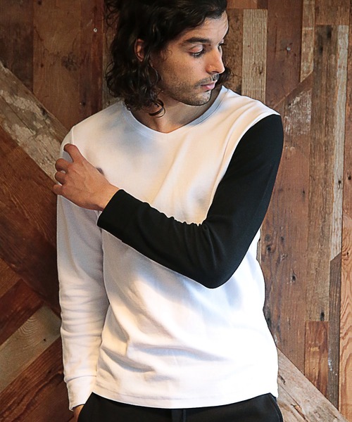 RATTLE TRAP（ラトルトラップ）の「Vネックスパンフライス（Tシャツ/カットソー・メンズ・ホワイト/ブラック/ホワイト×ブラック/杢グレー・LL/S/M/L）」の3枚目の写真