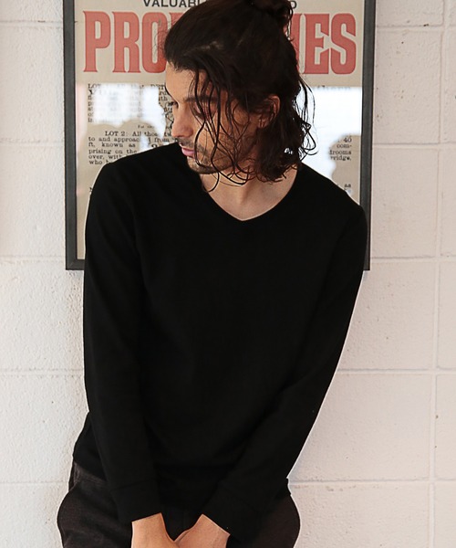 RATTLE TRAP（ラトルトラップ）の「Vネックスパンフライス（Tシャツ/カットソー・メンズ・ホワイト/ブラック/ホワイト×ブラック/杢グレー・LL/S/M/L）」の4枚目の写真