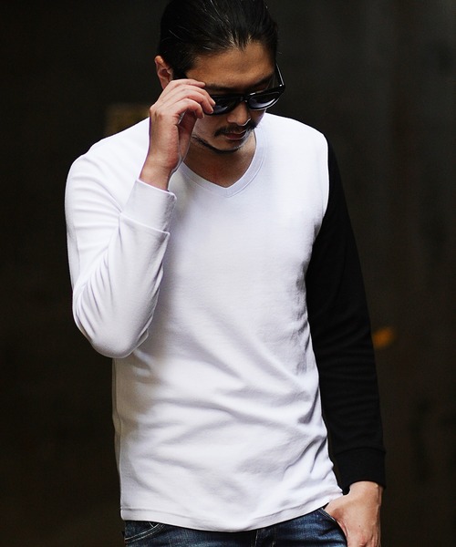 RATTLE TRAP（ラトルトラップ）の「Vネックスパンフライス（Tシャツ/カットソー・メンズ・ホワイト/ブラック/ホワイト×ブラック/杢グレー・LL/S/M/L）」の8枚目の写真