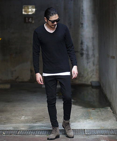 RATTLE TRAP（ラトルトラップ）の「Vネックスパンフライス（Tシャツ/カットソー・メンズ・ホワイト/ブラック/ホワイト×ブラック/杢グレー・LL/S/M/L）」の10枚目の写真