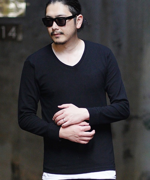 RATTLE TRAP（ラトルトラップ）の「Vネックスパンフライス（Tシャツ/カットソー・メンズ・ホワイト/ブラック/ホワイト×ブラック/杢グレー・LL/S/M/L）」の12枚目の写真