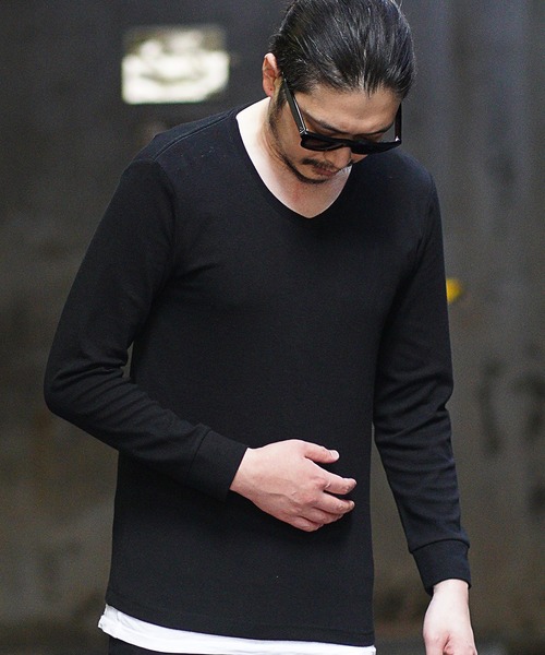 RATTLE TRAP（ラトルトラップ）の「Vネックスパンフライス（Tシャツ/カットソー・メンズ・ホワイト/ブラック/ホワイト×ブラック/杢グレー・LL/S/M/L）」の13枚目の写真