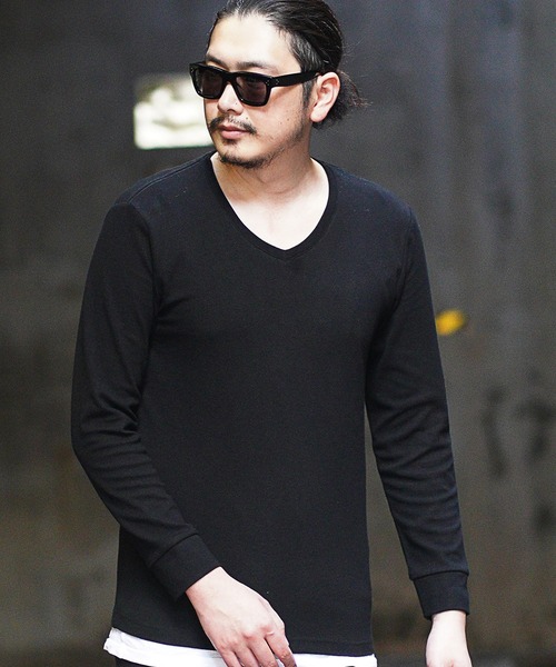 RATTLE TRAP（ラトルトラップ）の「Vネックスパンフライス（Tシャツ/カットソー・メンズ・ホワイト/ブラック/ホワイト×ブラック/杢グレー・LL/S/M/L）」の14枚目の写真