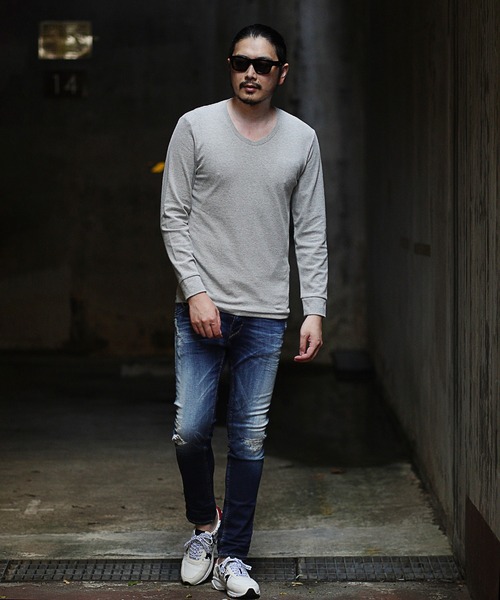 RATTLE TRAP（ラトルトラップ）の「Vネックスパンフライス（Tシャツ/カットソー・メンズ・ホワイト/ブラック/ホワイト×ブラック/杢グレー・LL/S/M/L）」の15枚目の写真