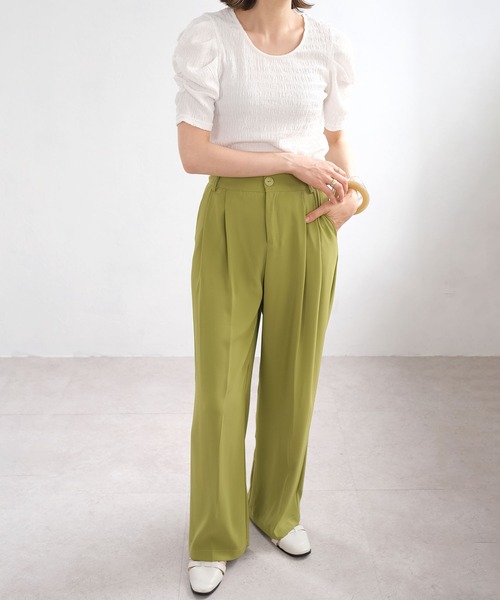 ＡＮＤＪ（アンドジェイ）の「パワーショルダーワッシャー加工ラウンドネックトップス（Tシャツ/カットソー・レディース・オフホワイト/ブラック/ピンク/グレイッシュベージュ・M）」の19枚目の写真