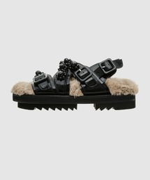 MULTI-STRAP TRACK SANDAL W/ FAUX FUR LINING
