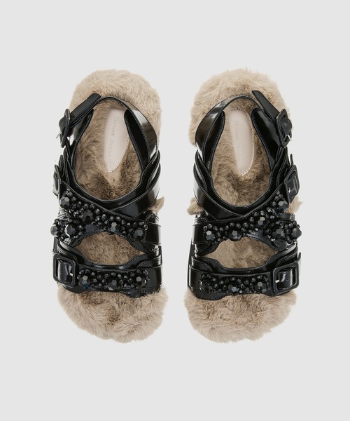Simone Rocha(シモーネロシャ)の「MULTI-STRAP TRACK SANDAL W/ FAUX FUR LINING(サンダル・レディース・ブラック系その他・38/37/39/36)」の3枚目の写真
