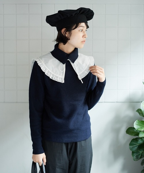 新品タグ付き bulle de savon 丸衿 ショート coat bulle de savon(ビュルデサボン) 21Wシャツコール衿ギャザーワンピース