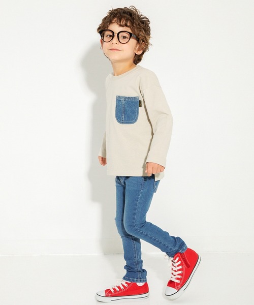 BRANSHES(ブランシェス)の「【デニムポケット】長袖Tシャツ(Tシャツ/カットソー・キッズ・グレー/アイボリー/ブルー/ブラウン・100cm/120cm/110cm/130cm/90cm/150cm/140cm)」の12枚目の写真