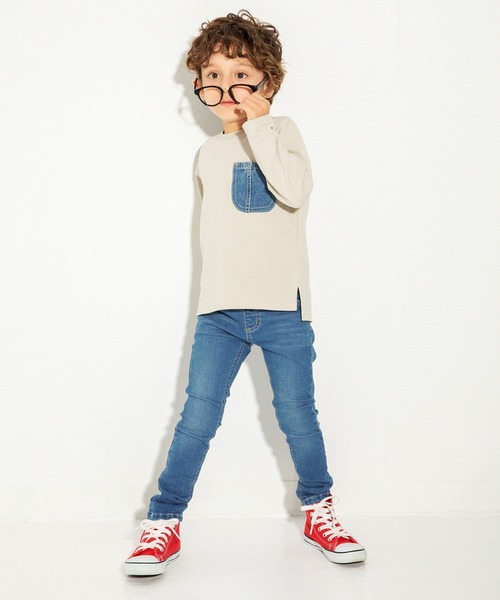 BRANSHES(ブランシェス)の「【デニムポケット】長袖Tシャツ(Tシャツ/カットソー・キッズ・グレー/アイボリー/ブルー/ブラウン・100cm/120cm/110cm/130cm/90cm/150cm/140cm)」の11枚目の写真