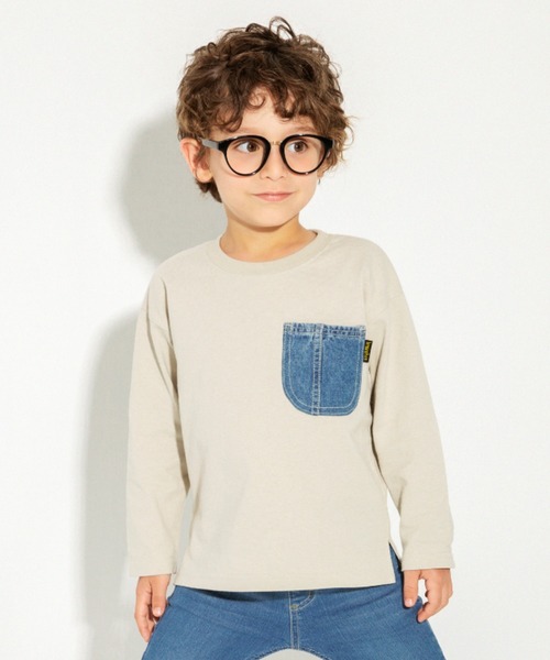 BRANSHES(ブランシェス)の「【デニムポケット】長袖Tシャツ(Tシャツ/カットソー・キッズ・グレー/アイボリー/ブルー/ブラウン・100cm/120cm/110cm/130cm/90cm/150cm/140cm)」の7枚目の写真