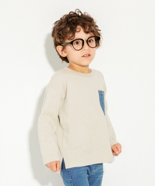BRANSHES(ブランシェス)の「【デニムポケット】長袖Tシャツ(Tシャツ/カットソー・キッズ・グレー/アイボリー/ブルー/ブラウン・100cm/120cm/110cm/130cm/90cm/150cm/140cm)」の9枚目の写真