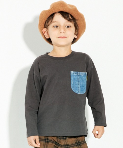 BRANSHES(ブランシェス)の「【デニムポケット】長袖Tシャツ(Tシャツ/カットソー・キッズ・グレー/アイボリー/ブルー/ブラウン・100cm/120cm/110cm/130cm/90cm/150cm/140cm)」の20枚目の写真