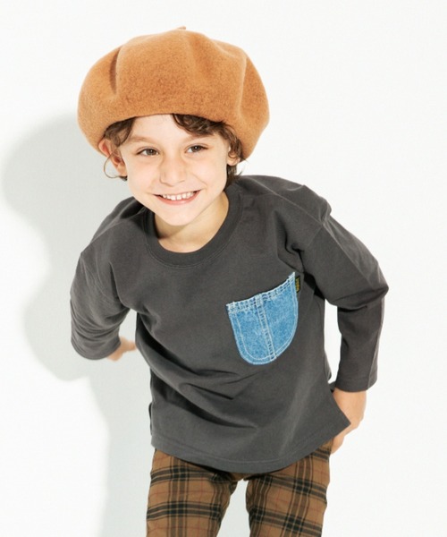 BRANSHES(ブランシェス)の「【デニムポケット】長袖Tシャツ(Tシャツ/カットソー・キッズ・グレー/アイボリー/ブルー/ブラウン・100cm/120cm/110cm/130cm/90cm/150cm/140cm)」の22枚目の写真