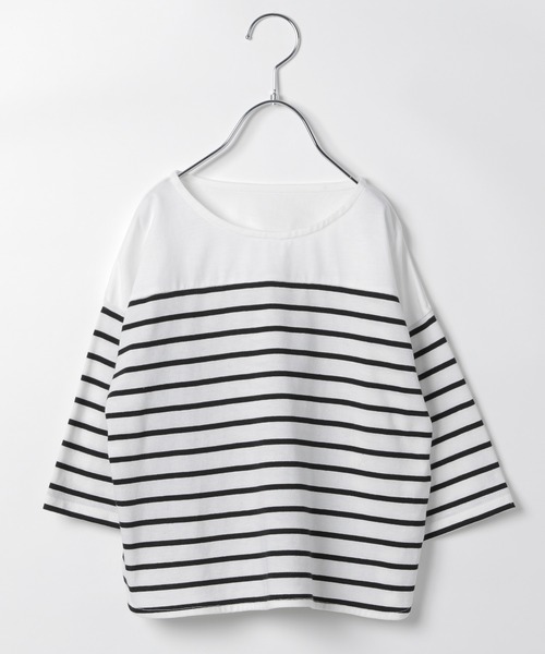 GLOBAL WORK（グローバルワーク）の「【キッズ】DRY／ボートネックボーダー7分袖/959342（Tシャツ/カットソー・キッズ・グリーン/ブラック/ブルー・140cm/160cm/130cm/120cm/150cm/110cm/100cm）」の12枚目の写真