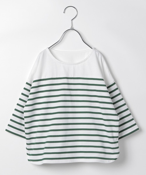 GLOBAL WORK（グローバルワーク）の「【キッズ】DRY／ボートネックボーダー7分袖/959342（Tシャツ/カットソー・キッズ・グリーン/ブラック/ブルー・140cm/160cm/130cm/120cm/150cm/110cm/100cm）」の6枚目の写真