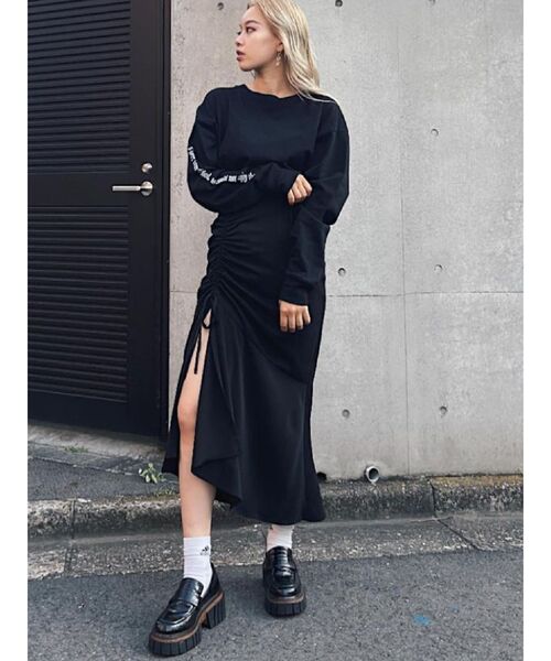 EVRIS（エヴリス）の「ドロストロングスカート（スカート・レディース・ブラック/カーキ・MEDIUM/SMALL）」の6枚目の写真