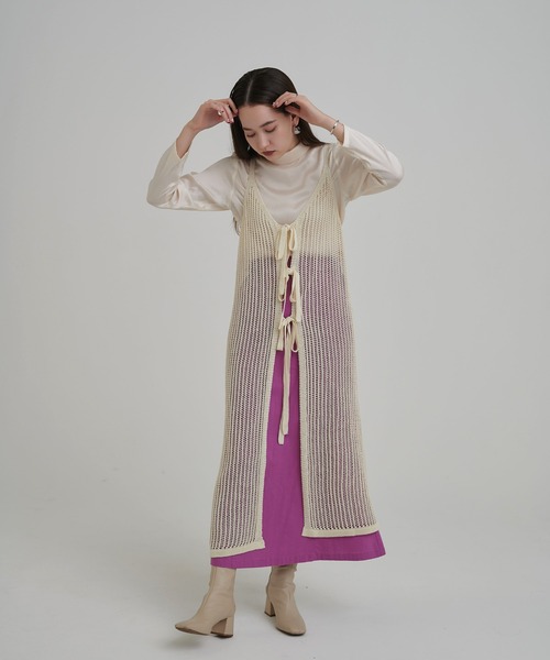 TINA：JOJUN（ティーナジョジュン）の「メッシュ ロングキャミ TINA：JOJUN（ワンピース・レディース・アイボリー/ブラック・M）」の17枚目の写真