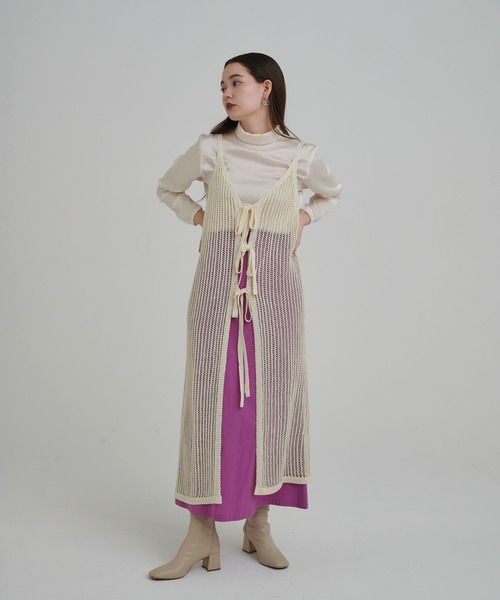 TINA：JOJUN（ティーナジョジュン）の「メッシュ ロングキャミ TINA：JOJUN（ワンピース・レディース・アイボリー/ブラック・M）」の11枚目の写真