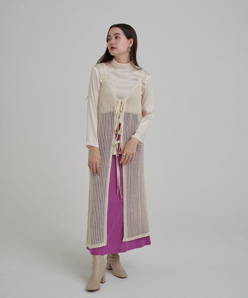 TINA：JOJUN（ティーナジョジュン）の「メッシュ ロングキャミ TINA：JOJUN（ワンピース・レディース・アイボリー/ブラック・M）」の14枚目の写真