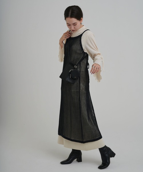 TINA：JOJUN（ティーナジョジュン）の「メッシュ ロングキャミ TINA：JOJUN（ワンピース・レディース・アイボリー/ブラック・M）」の18枚目の写真