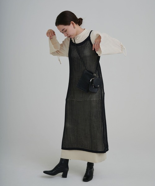 TINA：JOJUN（ティーナジョジュン）の「メッシュ ロングキャミ TINA：JOJUN（ワンピース・レディース・アイボリー/ブラック・M）」の21枚目の写真