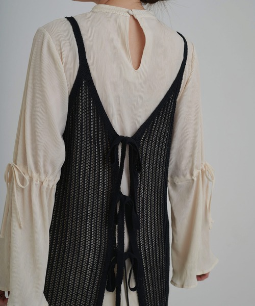 TINA：JOJUN（ティーナジョジュン）の「メッシュ ロングキャミ TINA：JOJUN（ワンピース・レディース・アイボリー/ブラック・M）」の5枚目の写真