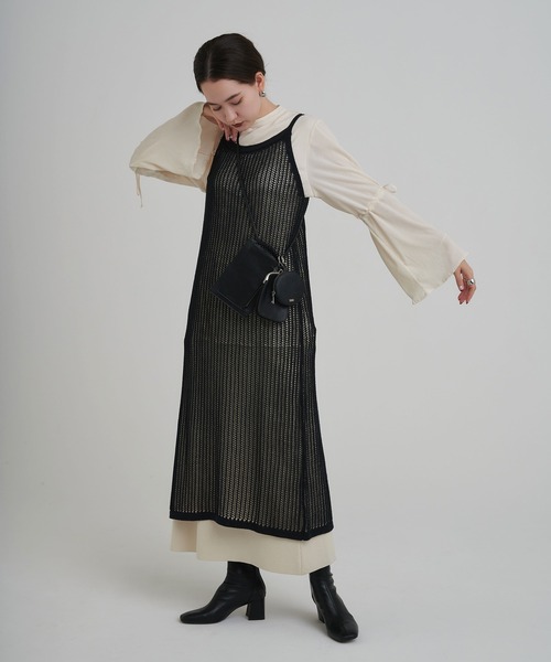 TINA：JOJUN（ティーナジョジュン）の「メッシュ ロングキャミ TINA：JOJUN（ワンピース・レディース・アイボリー/ブラック・M）」の22枚目の写真