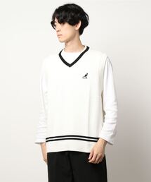 【KANGOL/カンゴール】チルデンベスト　ワンポイント刺繍 　ライン入り　ビッグシルエット/オーバーサイズ