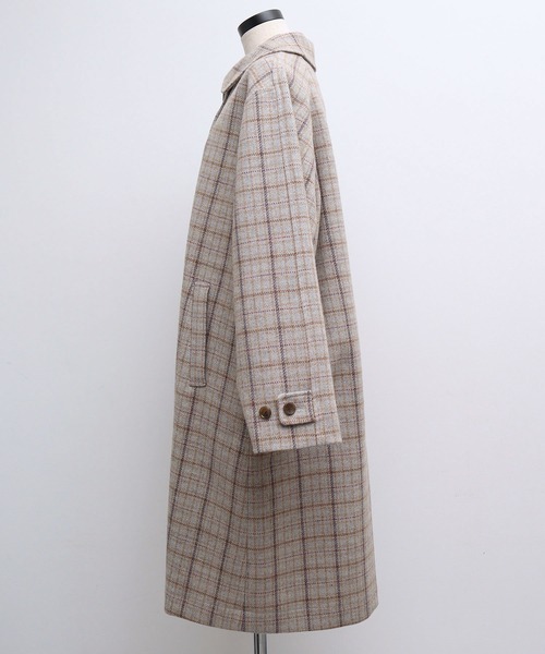 chambre de charme（シャンブルドゥシャーム）の「cdc リサイクルウール先染め　ステンカラーコート（ステンカラーコート・レディース・クリーム/チョコ・FREE）」の7枚目の写真