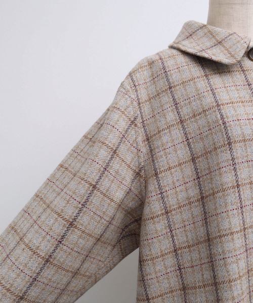 chambre de charme（シャンブルドゥシャーム）の「cdc リサイクルウール先染め　ステンカラーコート（ステンカラーコート・レディース・クリーム/チョコ・FREE）」の12枚目の写真