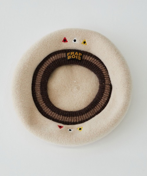 FRAPBOIS（フラボア）の「リブベレー（ハンチング/ベレー帽・レディース・ベージュ/ブラック・FREE）」の3枚目の写真