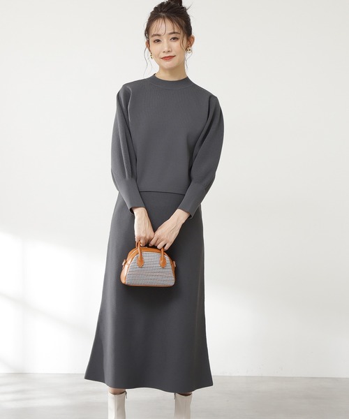 N.（N. Natural Beauty Basic）（エヌエヌナチュラルビューティーベーシック）の「◆スポンディッシュニットセットアップ（ワンピース・レディース・チャコールグレー/イエロー/ブルー/モカ・MEDIUM）」の2枚目の写真