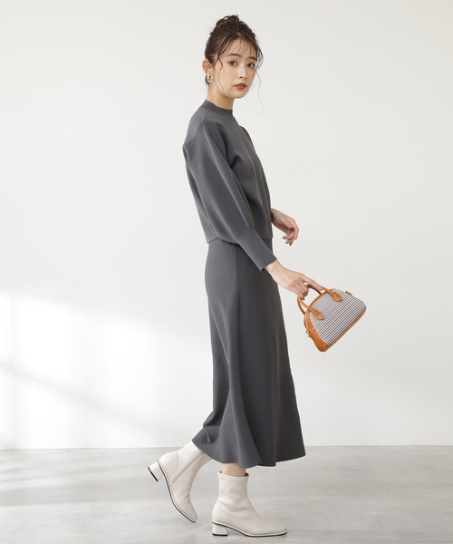 N.（N. Natural Beauty Basic）（エヌエヌナチュラルビューティーベーシック）の「◆スポンディッシュニットセットアップ（ワンピース・レディース・チャコールグレー/イエロー/ブルー/モカ・MEDIUM）」の6枚目の写真