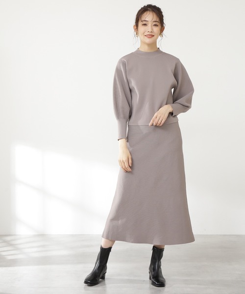 N.（N. Natural Beauty Basic）（エヌエヌナチュラルビューティーベーシック）の「◆スポンディッシュニットセットアップ（ワンピース・レディース・チャコールグレー/イエロー/ブルー/モカ・MEDIUM）」の12枚目の写真