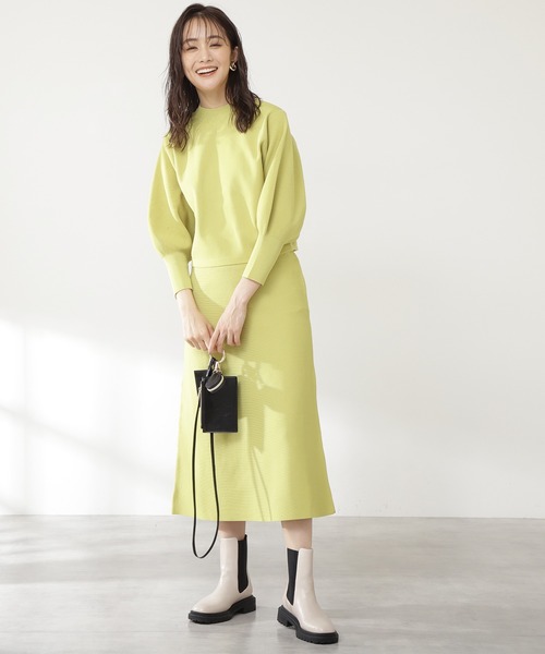 N.（N. Natural Beauty Basic）（エヌエヌナチュラルビューティーベーシック）の「◆スポンディッシュニットセットアップ（ワンピース・レディース・チャコールグレー/イエロー/ブルー/モカ・MEDIUM）」の5枚目の写真