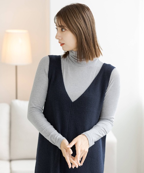 ZAKKA-BOX（ザッカボックス）の「やわらかタートルネックシャツ（Tシャツ/カットソー・レディース・アイボリー/杢グレー/ブラック/グレー系その他/モカ/グリーン系その他/ナチュラル/ラベンダー/パープル系その他・FREE）」の4枚目の写真