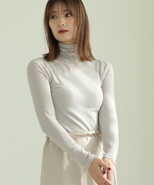 ZAKKA-BOX（ザッカボックス）の「やわらかタートルネックシャツ（Tシャツ/カットソー・レディース・アイボリー/杢グレー/ブラック/グレー系その他/モカ/グリーン系その他/ナチュラル/ラベンダー/パープル系その他・FREE）」の5枚目の写真