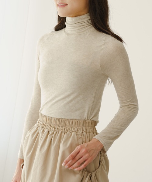 ZAKKA-BOX（ザッカボックス）の「やわらかタートルネックシャツ（Tシャツ/カットソー・レディース・アイボリー/杢グレー/ブラック/グレー系その他/モカ/グリーン系その他/ナチュラル/ラベンダー/パープル系その他・FREE）」の6枚目の写真
